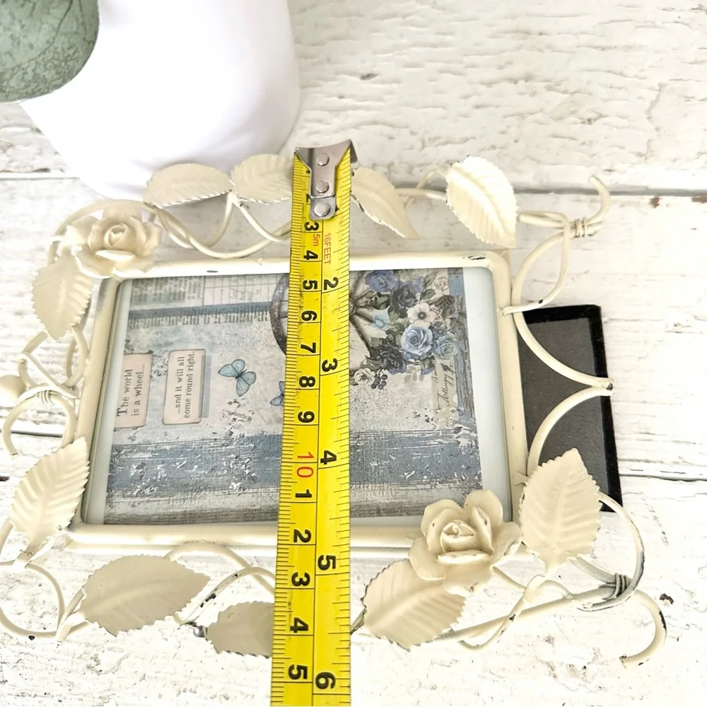 Blue Wheel Cottagecore Butterfly Farmhouse Vintage Frame Floral Leaf Metal Decor